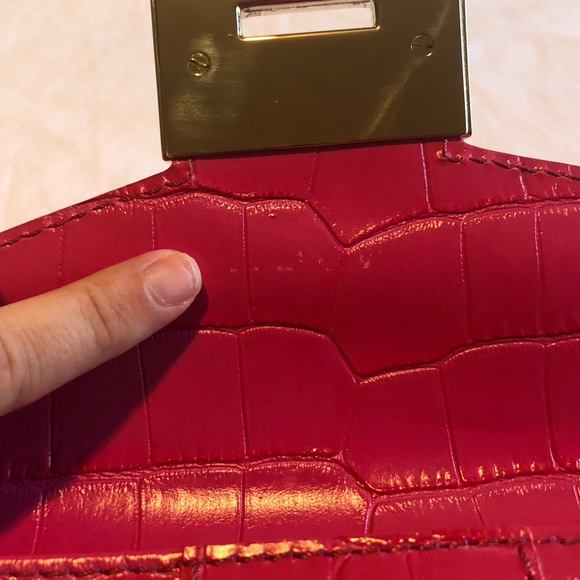 Jimmy Choo Fuchsia Mock Croc Clutch - Picture 7 of 8